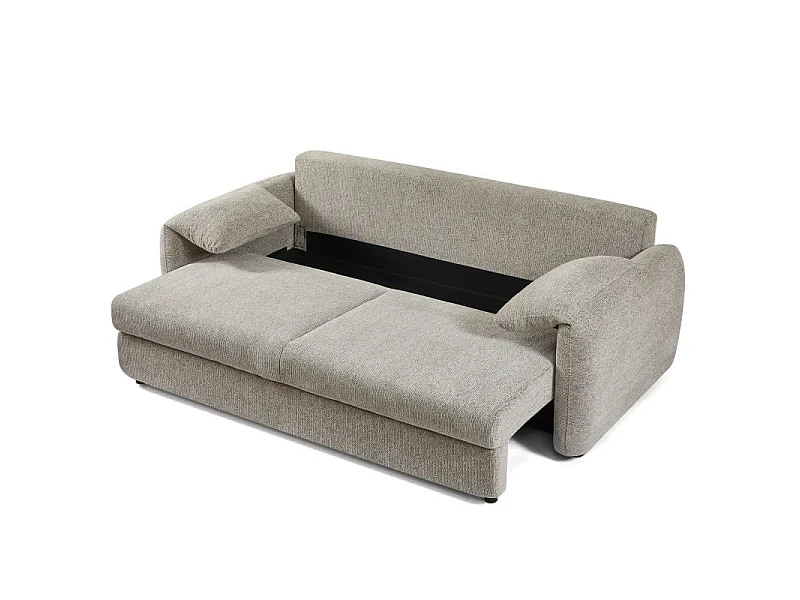 Canapé droit convertible tissu chenille tramé 3 places taupe ANNECY
