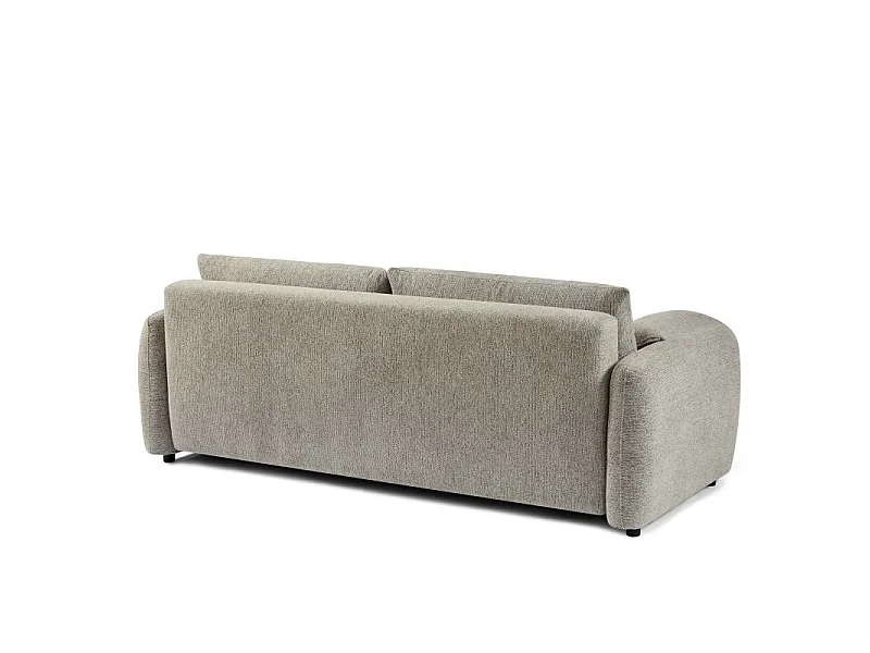 Canapé droit convertible tissu chenille tramé 3 places taupe ANNECY