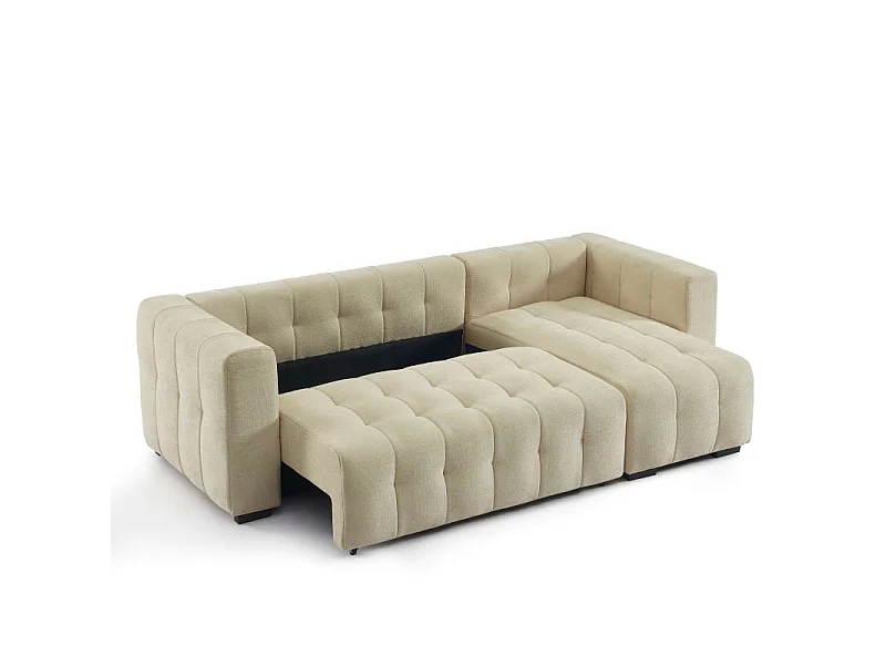 Canapé d'angle convertible réversible tissu 4 places taupe HONFLEUR