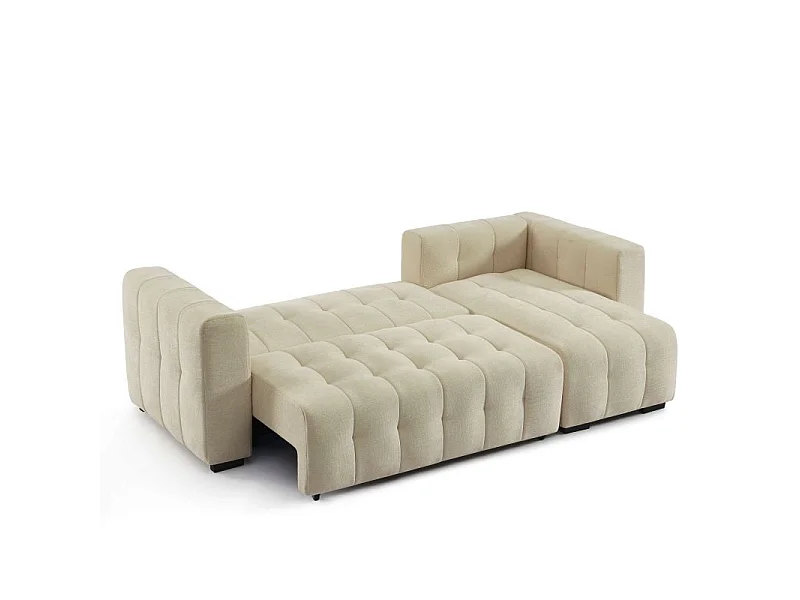 Canapé d'angle convertible réversible tissu 4 places taupe HONFLEUR