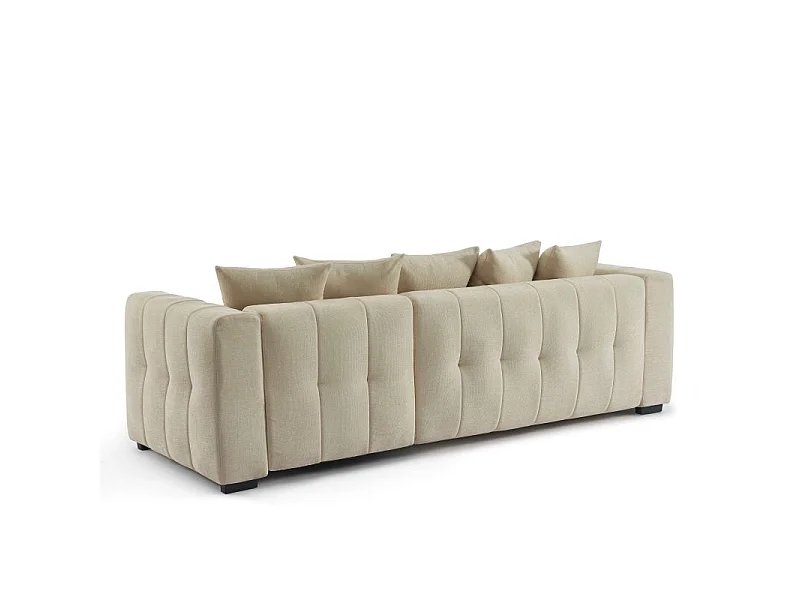 Canapé d'angle convertible réversible tissu 4 places taupe HONFLEUR