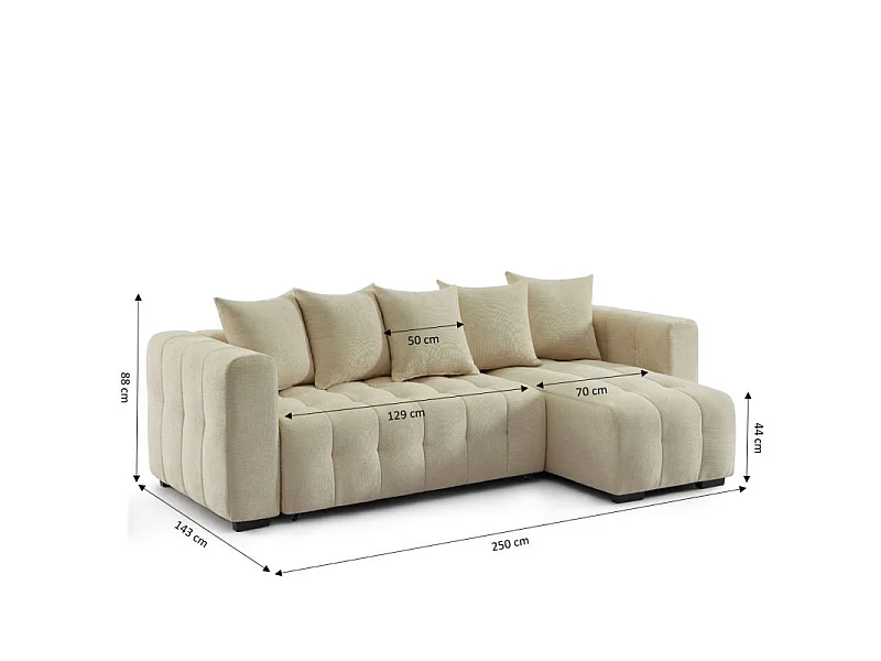 Canapé d'angle convertible réversible tissu 4 places taupe HONFLEUR