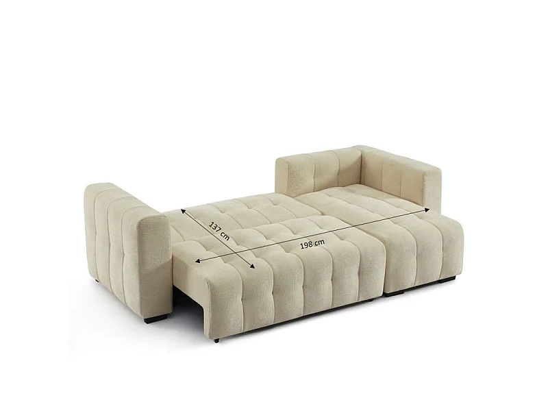 Canapé d'angle convertible réversible tissu 4 places taupe HONFLEUR