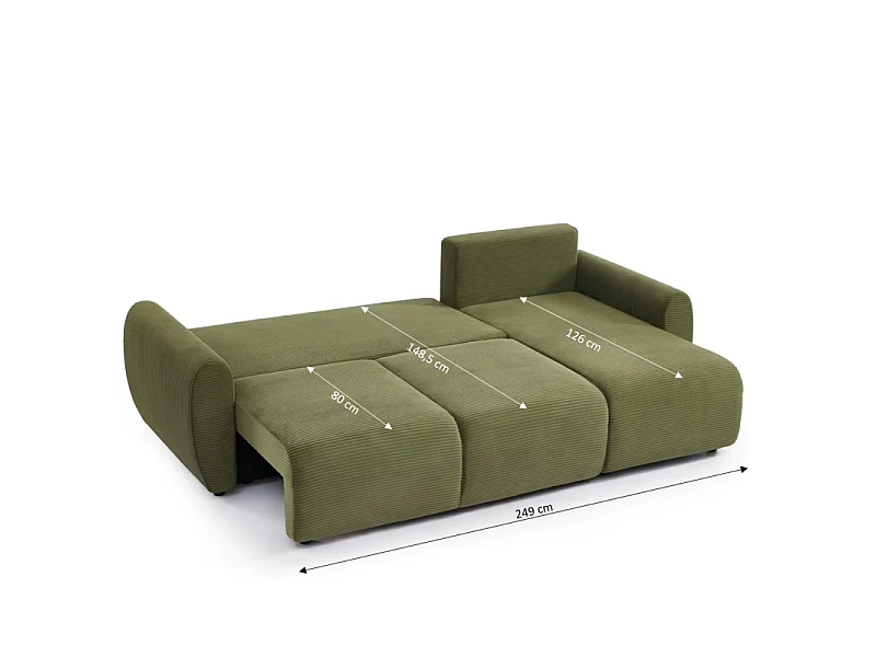 Canapé d'angle réversible convertible velours côtelé 4 places vert KALYS