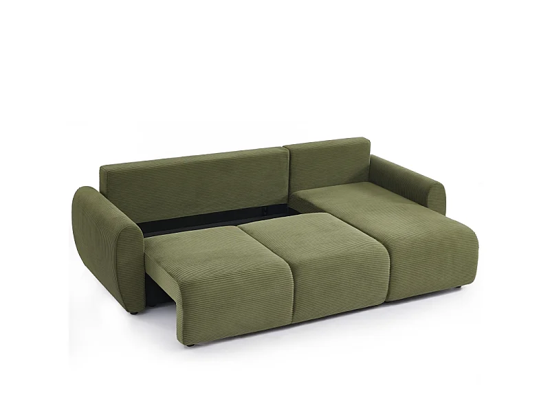 Canapé d'angle réversible convertible velours côtelé 4 places vert KALYS