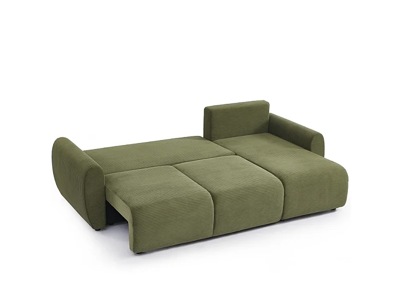 Canapé d'angle réversible convertible velours côtelé 4 places vert KALYS