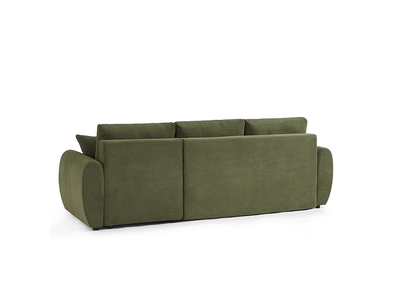 Canapé d'angle réversible convertible velours côtelé 4 places vert KALYS