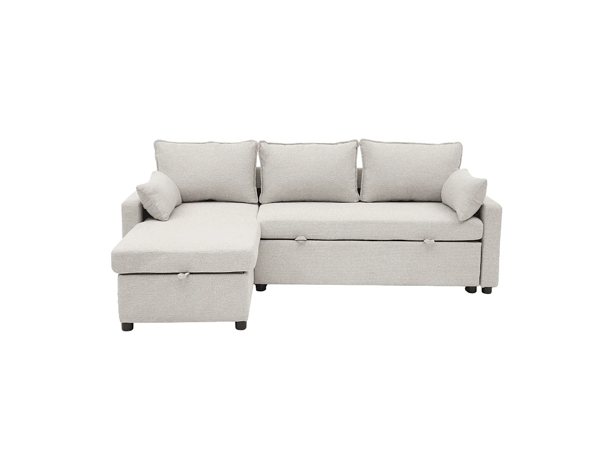 3-zits slaapbank in stof met chaise longue L219 cm - LOUISON