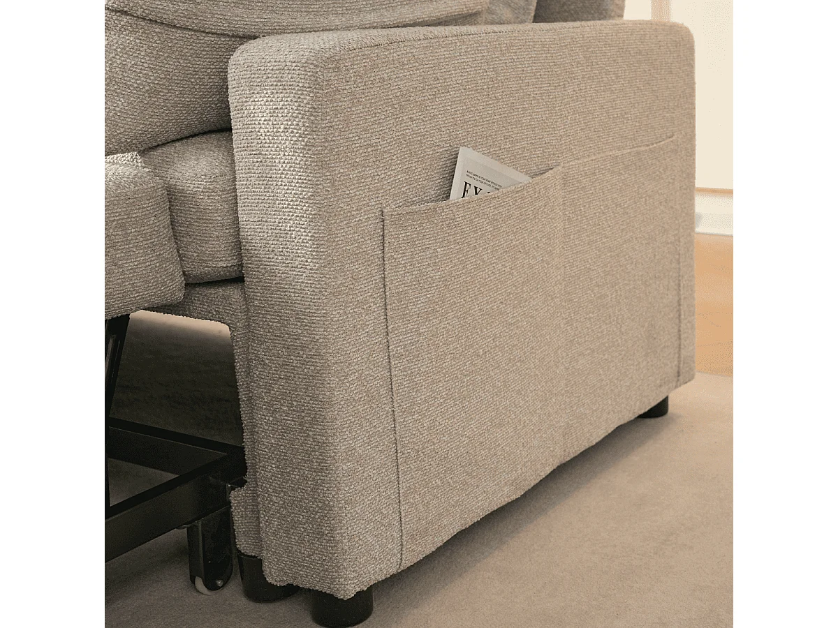 3-zits slaapbank in stof met chaise longue L219 cm - LOUISON