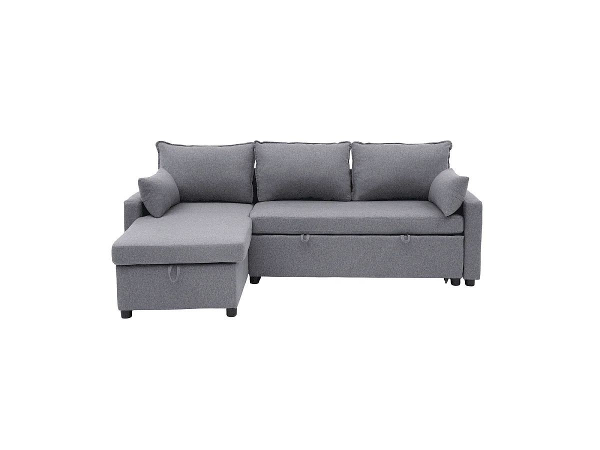 3-zits slaapbank in stof met chaise longue L219 cm - LOUISON