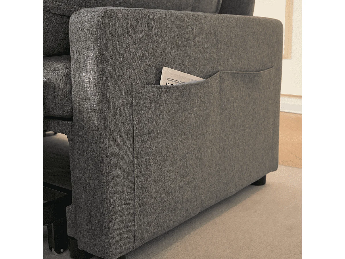 3-zits slaapbank in stof met chaise longue L219 cm - LOUISON