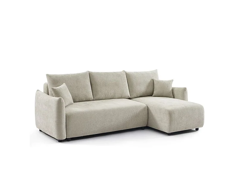 Canapé d'angle convertible réversible tissu chenille 4 places beige ORIANE