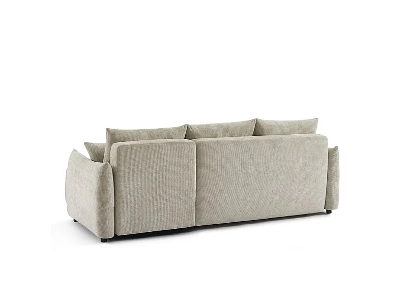 Canapé d'angle convertible réversible tissu chenille 4 places beige ORIANE