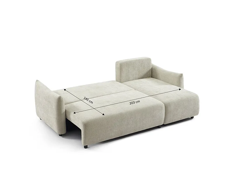 Canapé d'angle convertible réversible tissu chenille 4 places beige ORIANE