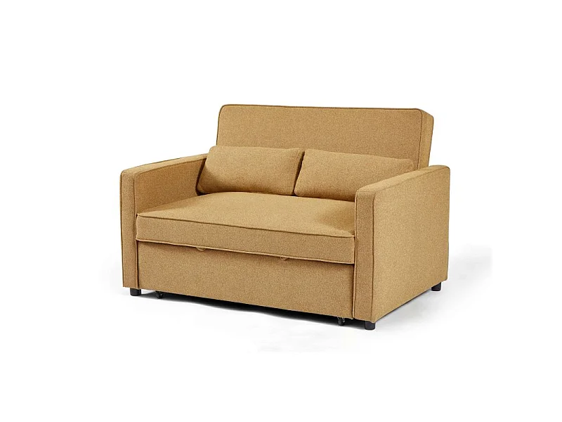 Canapé droit convertible tissu 2 places jaune ALIZE