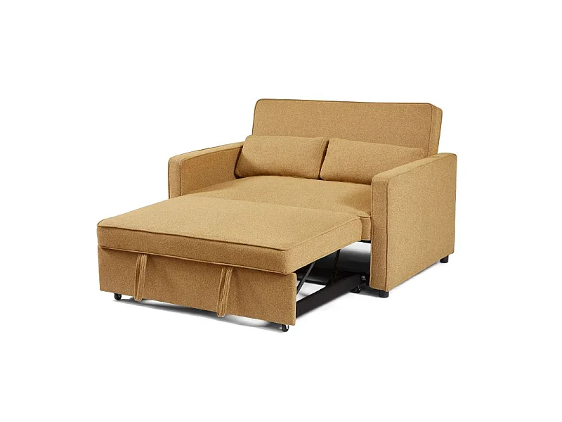 Canapé droit convertible tissu 2 places jaune ALIZE