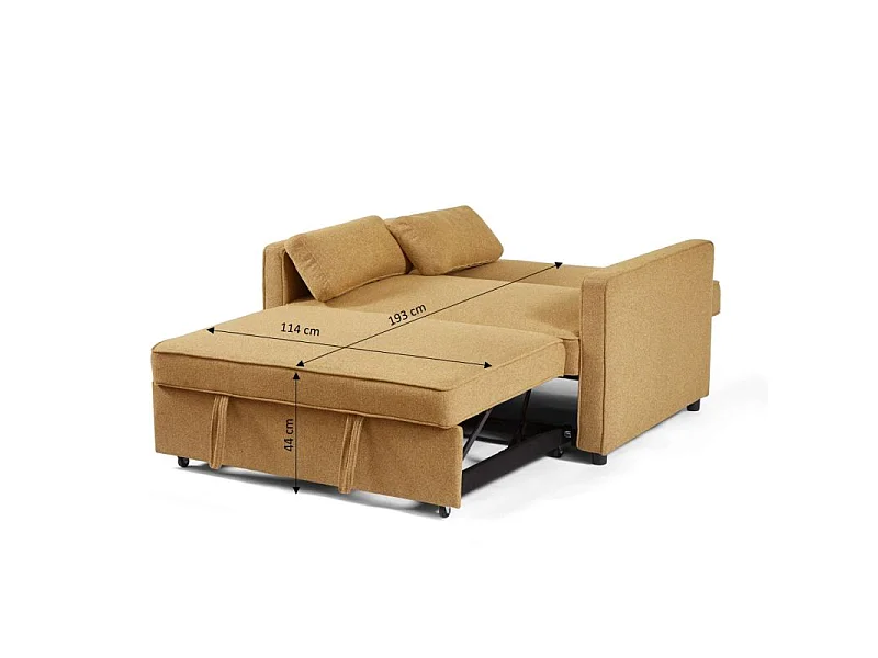 Canapé droit convertible tissu 2 places jaune ALIZE