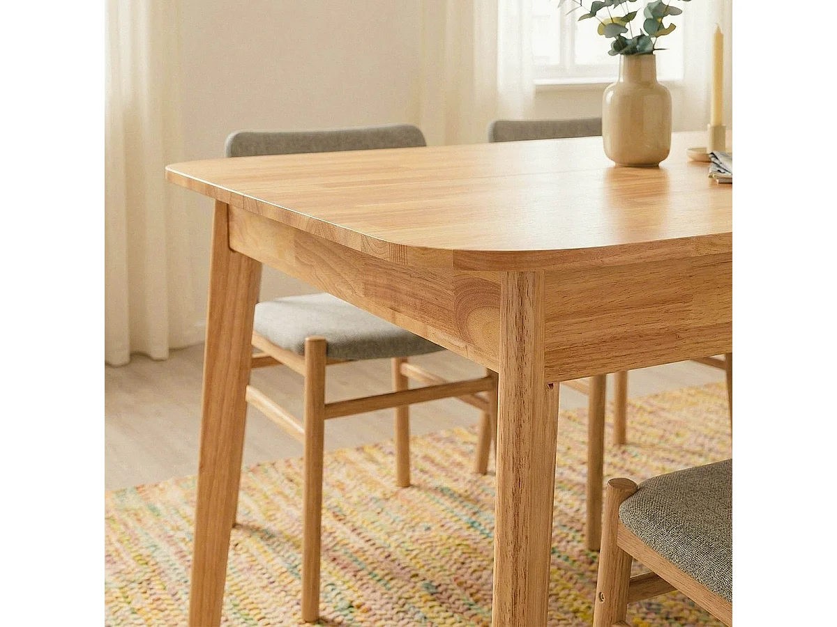Table à manger extensible de 120 à 160 cm en bois massif - SOLINE