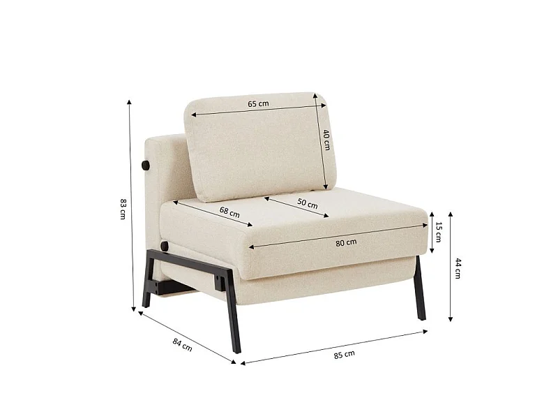 Fauteuil convertible tissu 1 place beige OLERON