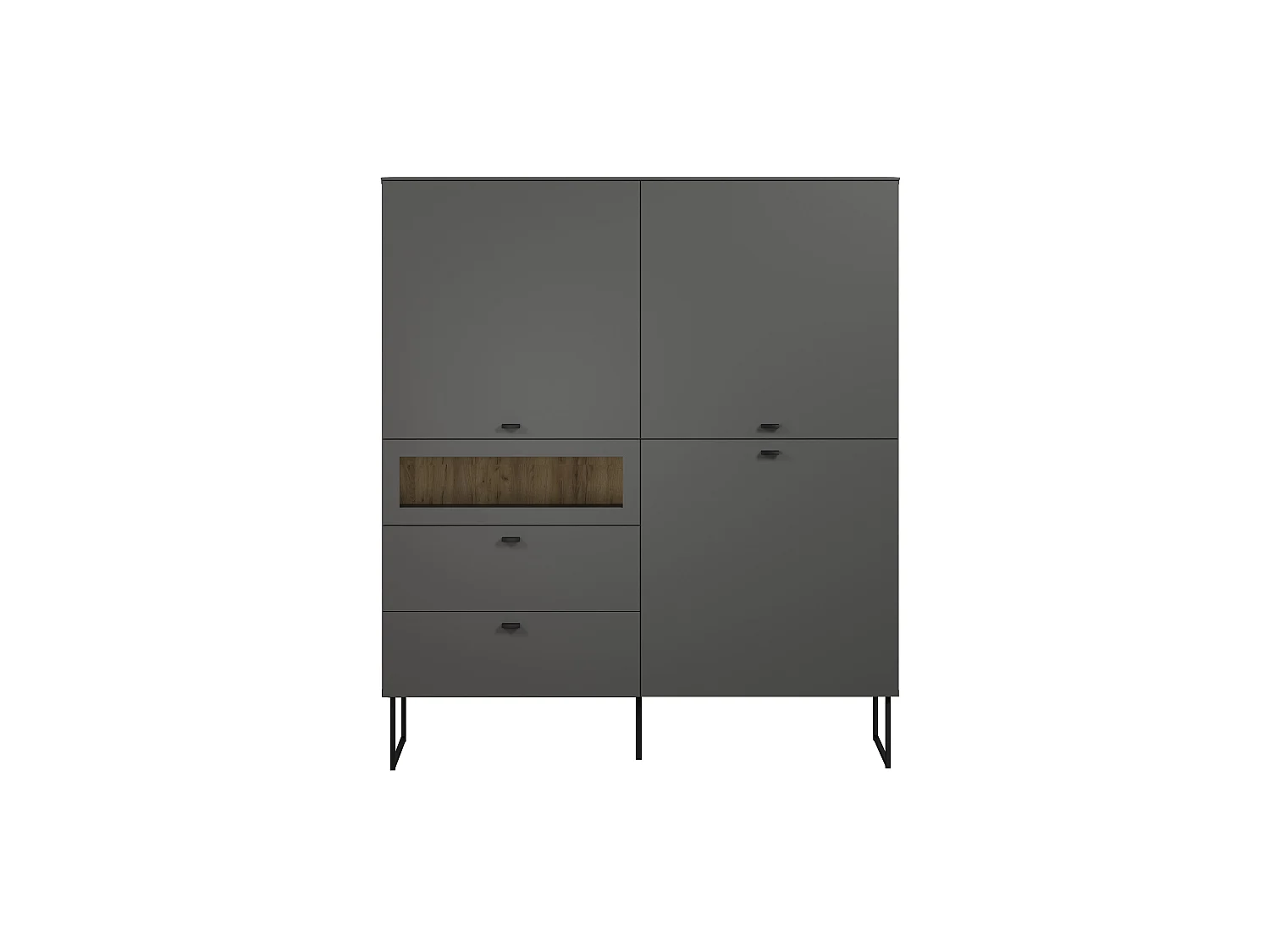 Buffet haut 3 portes, 2 tiroirs et 1 niche ouverte L122 cm - VELA