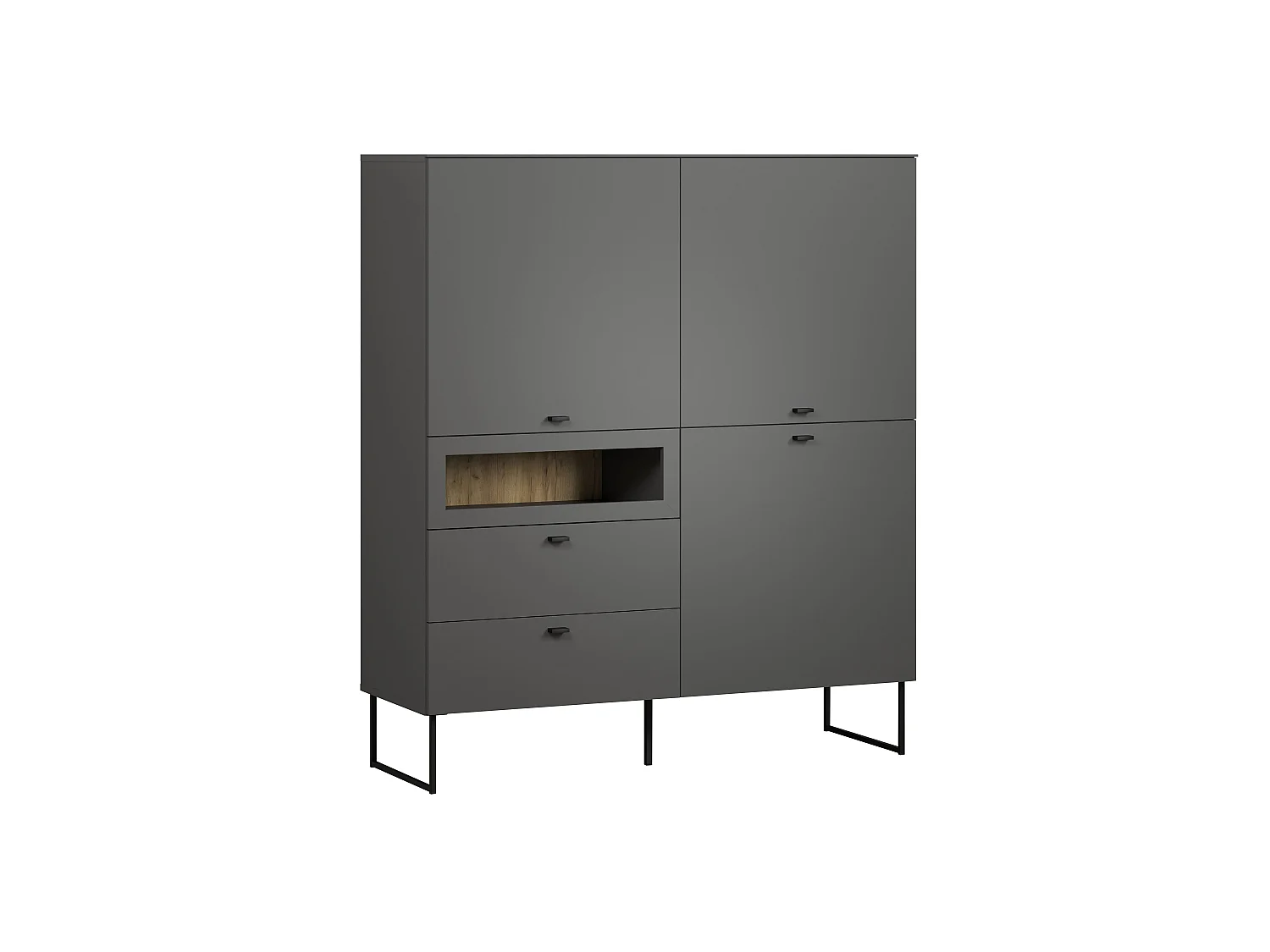 Buffet haut 3 portes, 2 tiroirs et 1 niche ouverte L122 cm - VELA