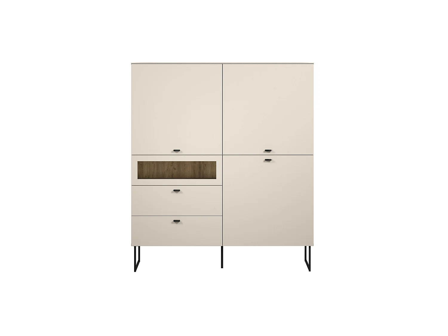 Highboard mit 3 Türen, 2 Schubladen und 1 offenem Fach B122 cm - VELA