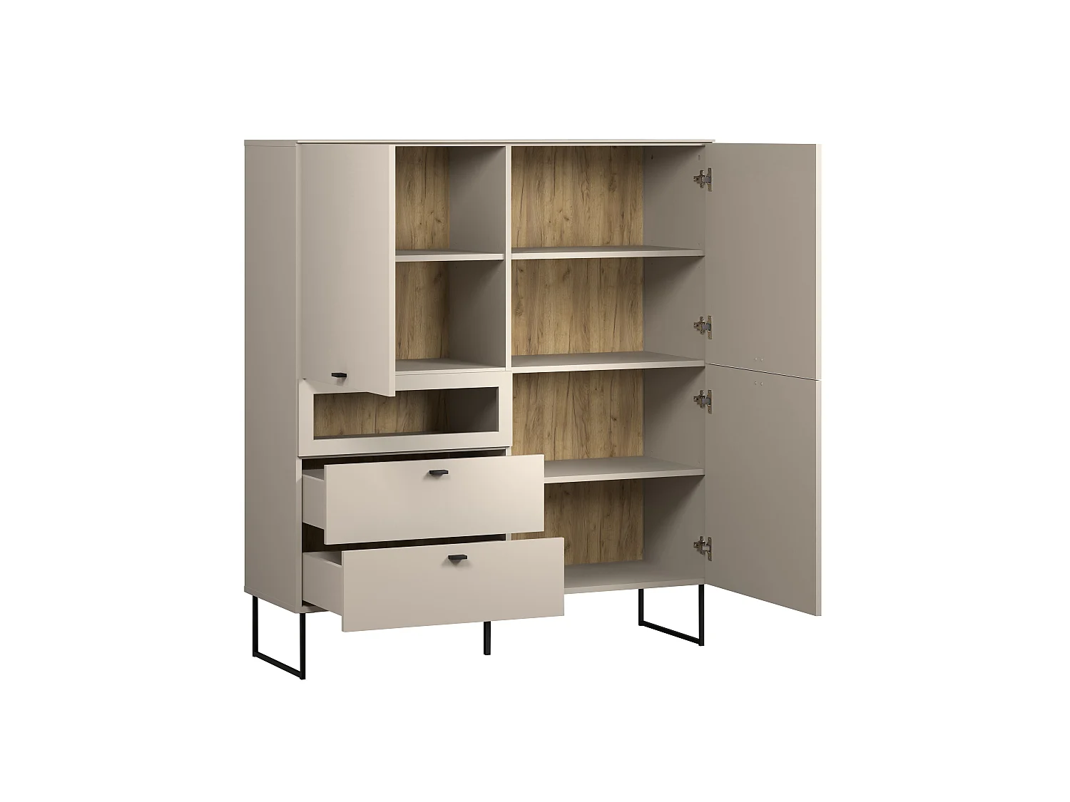 Highboard mit 3 Türen, 2 Schubladen und 1 offenem Fach B122 cm - VELA