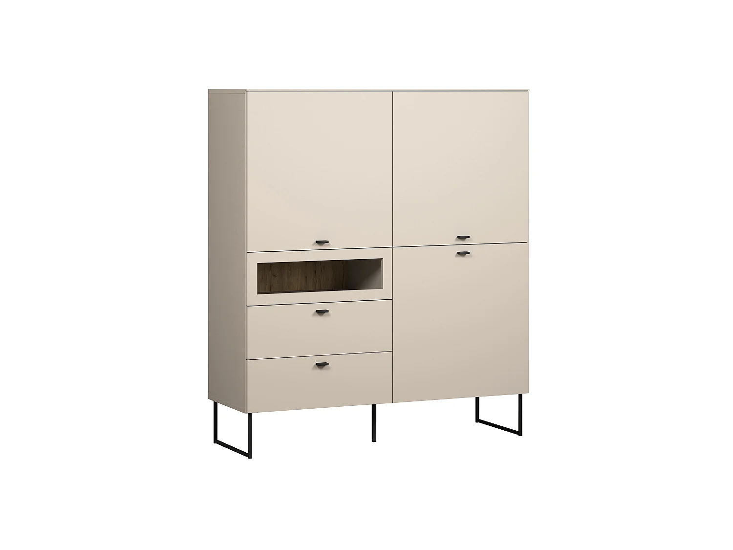 Highboard mit 3 Türen, 2 Schubladen und 1 offenem Fach B122 cm - VELA