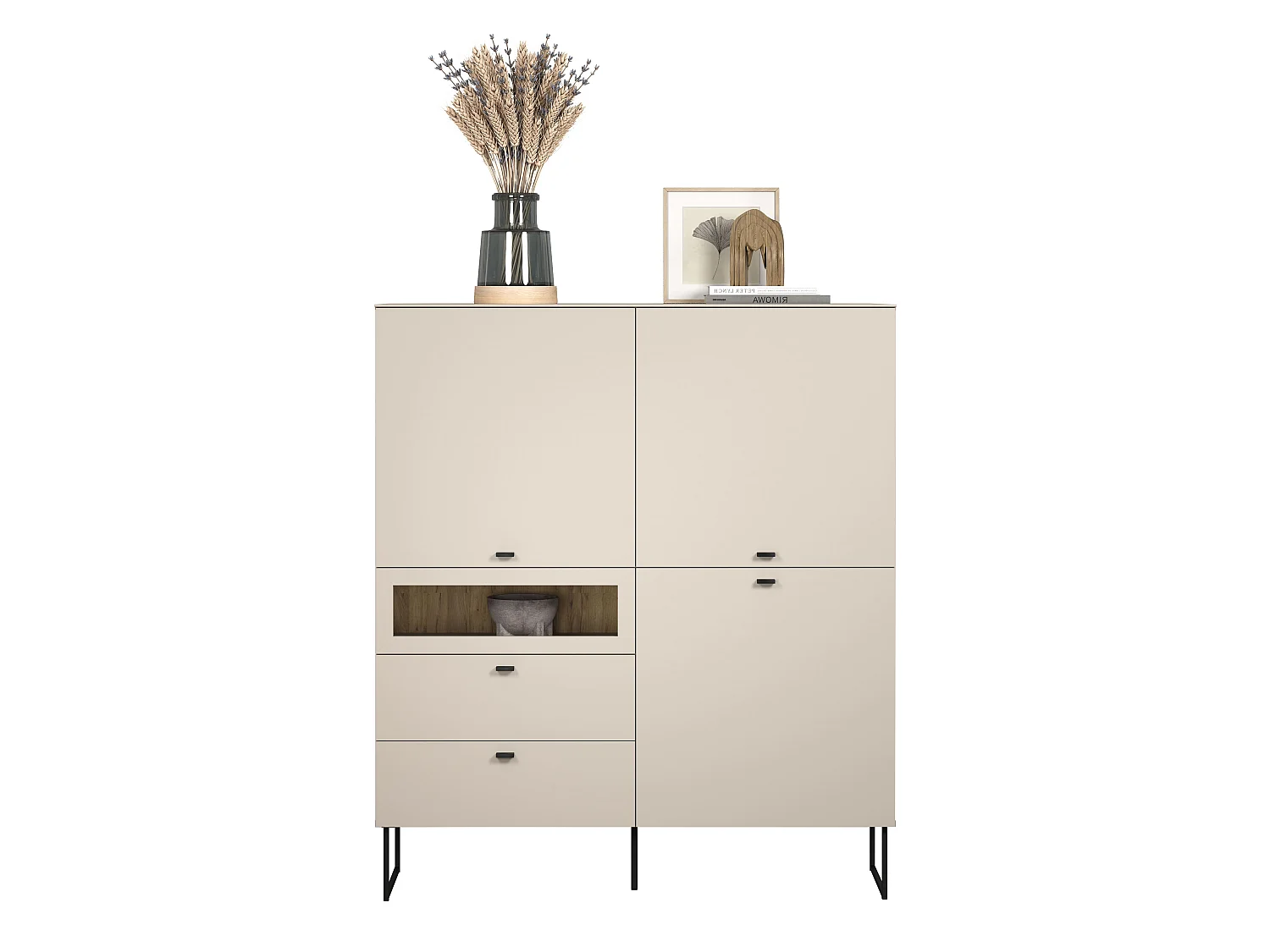 Highboard mit 3 Türen, 2 Schubladen und 1 offenem Fach B122 cm - VELA