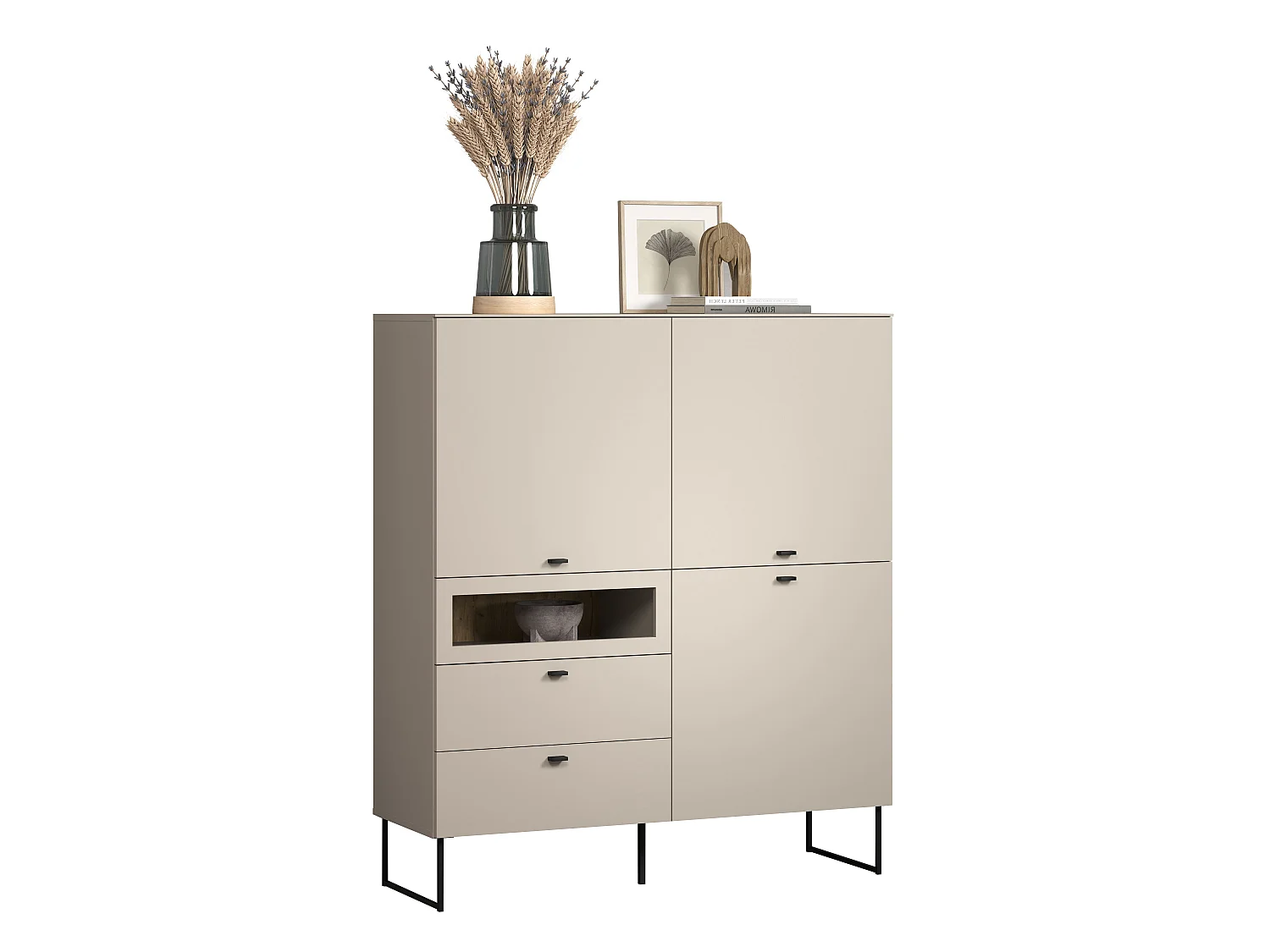Highboard mit 3 Türen, 2 Schubladen und 1 offenem Fach B122 cm - VELA