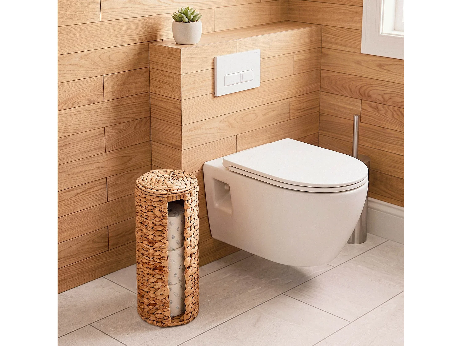 Rangement rouleaux papier toilette en jacinthe d'eau H41 cm - MAYA