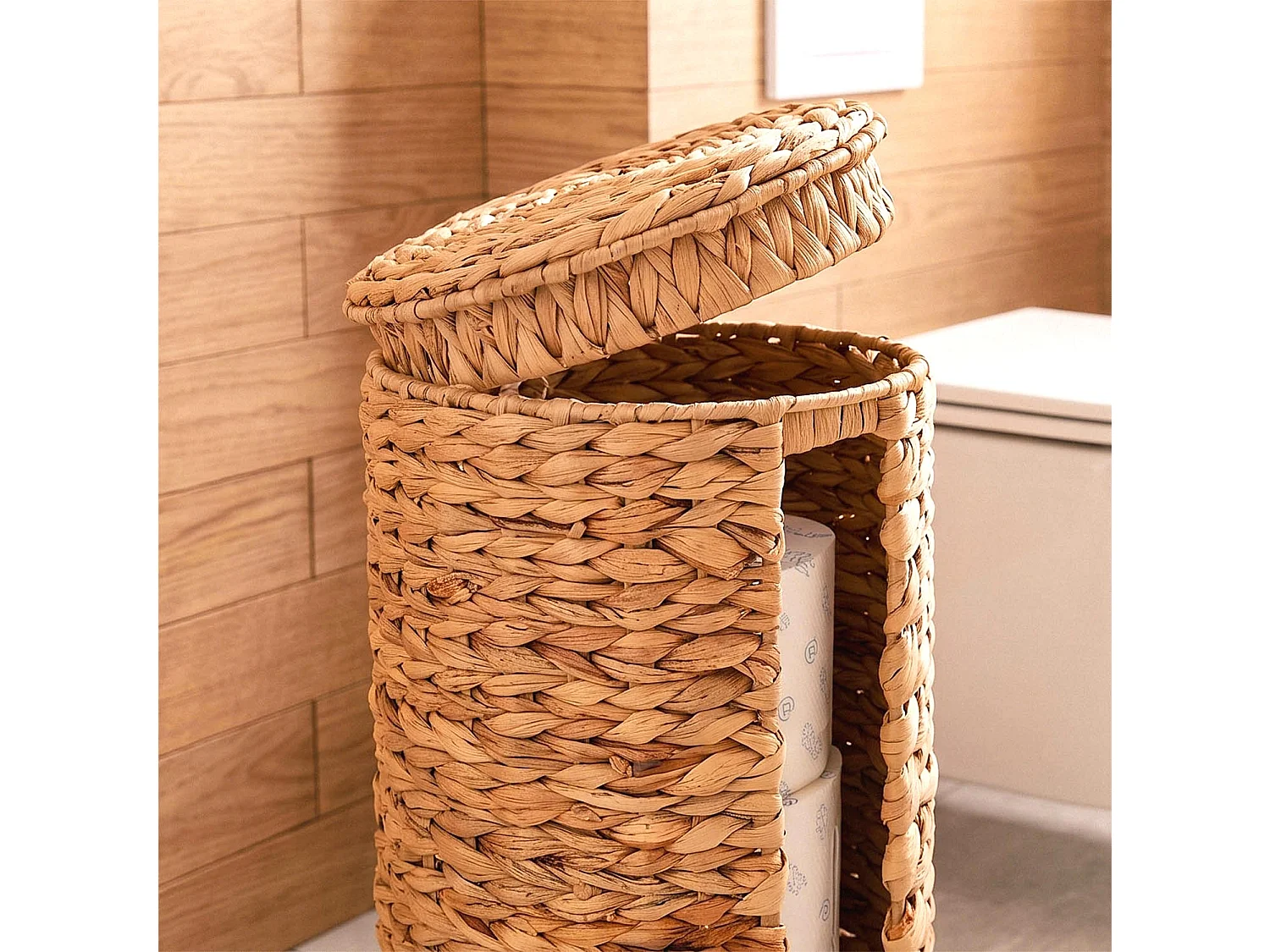 Rangement rouleaux papier toilette en jacinthe d'eau H41 cm - MAYA