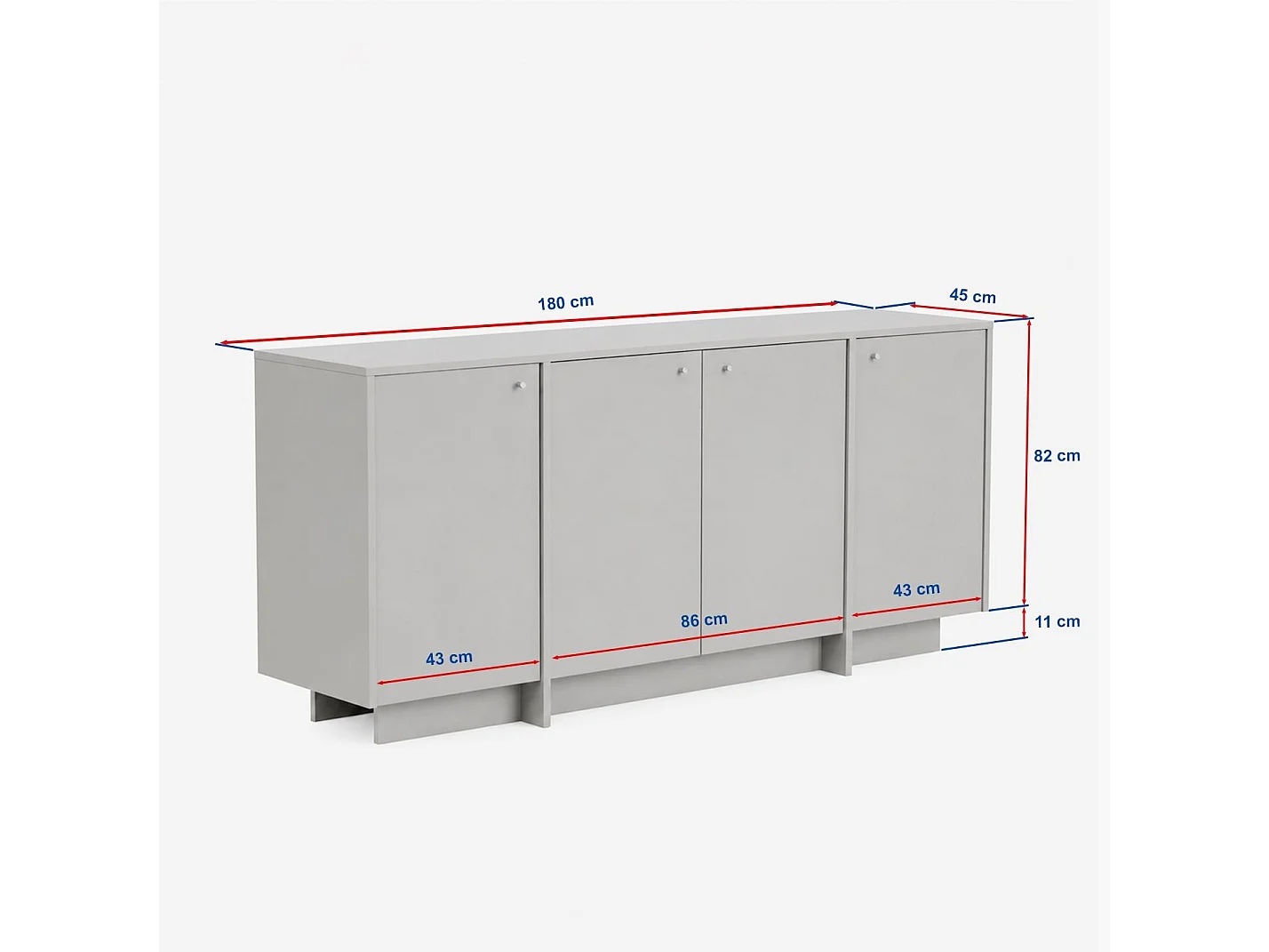 Buffet baixo 4 portas L180 cm - KAY