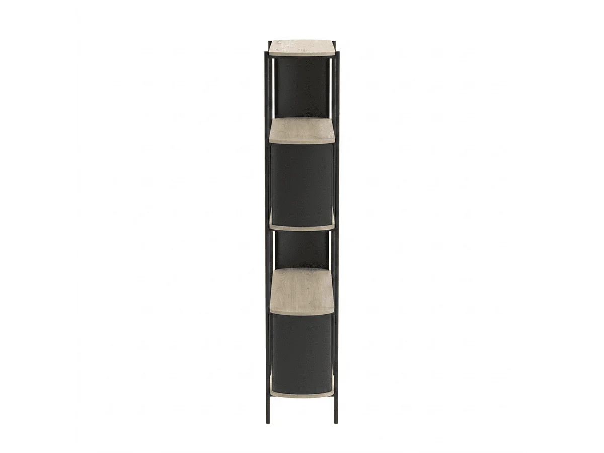 Hohes 5-Ebenen-Regal in Holzoptik mit schwarzen Metallseiten H174 cm - EKLO