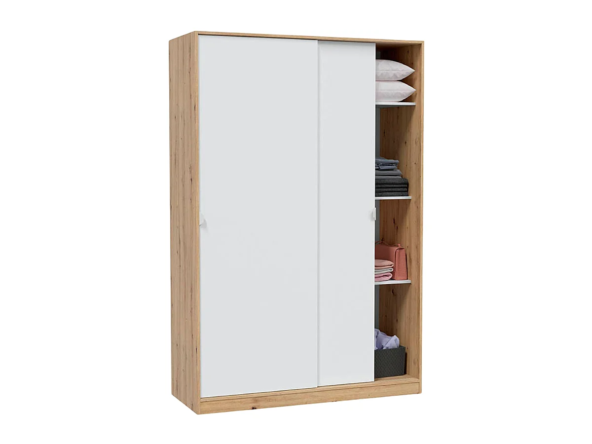 Szafa przesuwna ELI 2-drzwiowa, efekt drewna i bieli, wys. 200 cm