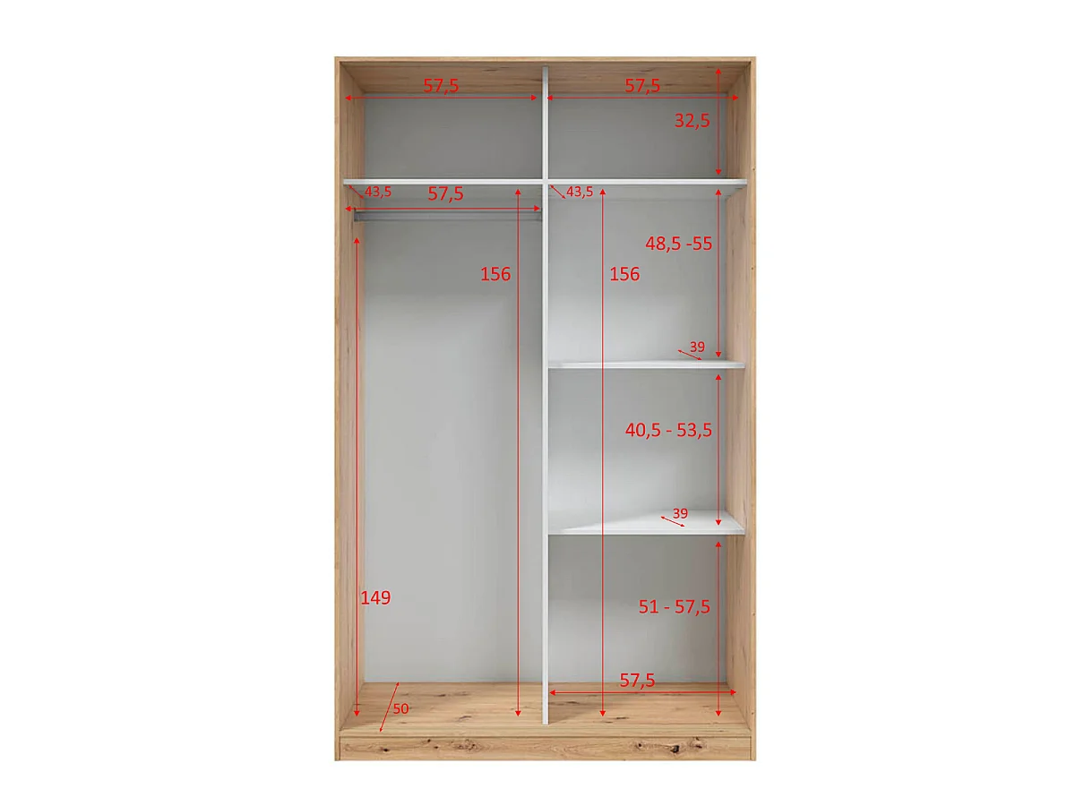 Szafa przesuwna ELI 2-drzwiowa, efekt drewna i bieli, wys. 200 cm