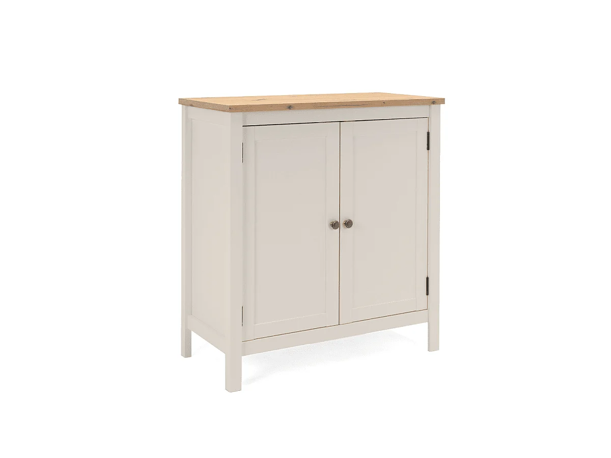 Credenza piccola a 2 ante, effetto cashmere e rovere L80 cm - LUND