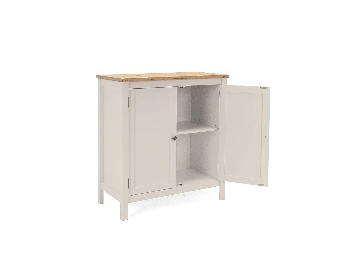 Credenza piccola a 2 ante, effetto cashmere e rovere L80 cm - LUND