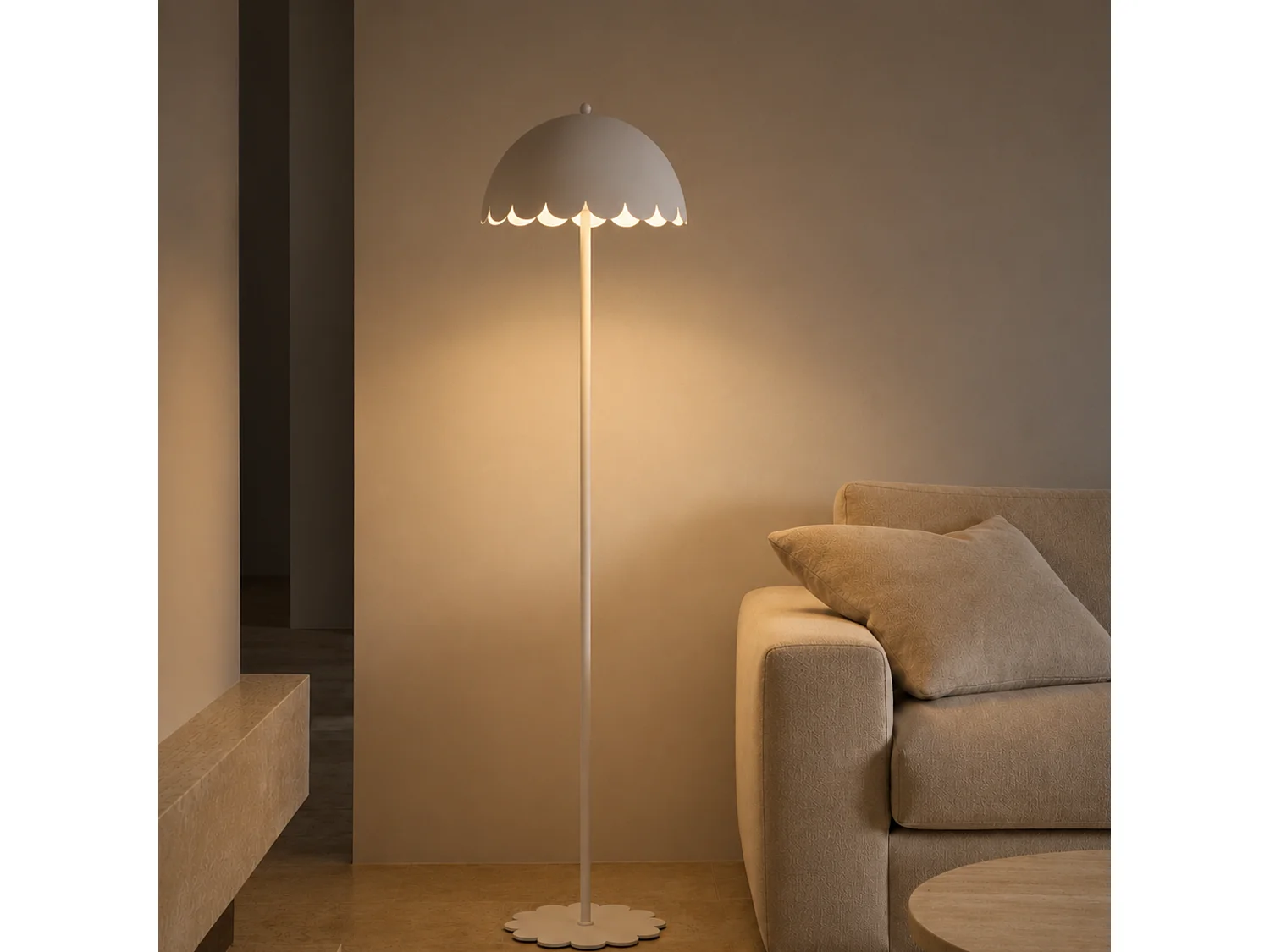 Lampada da terra in metallo bianco H142 cm - Flow