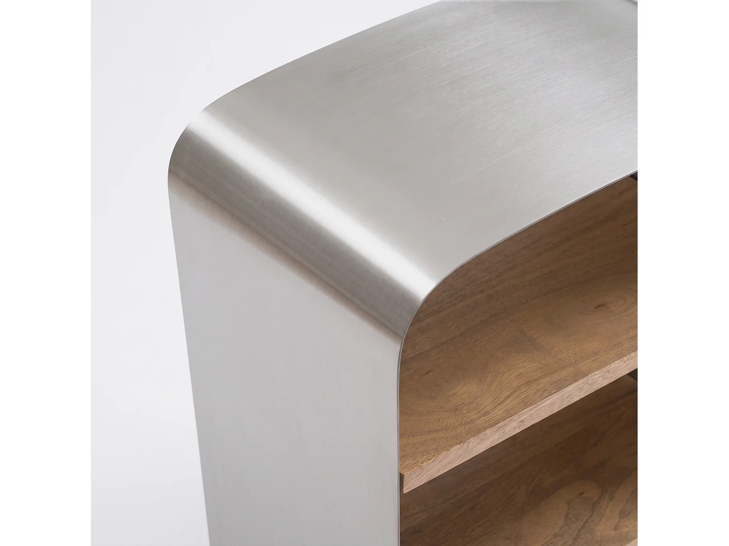 Mesita de noche de madera de mango y metal cepillado - Selma