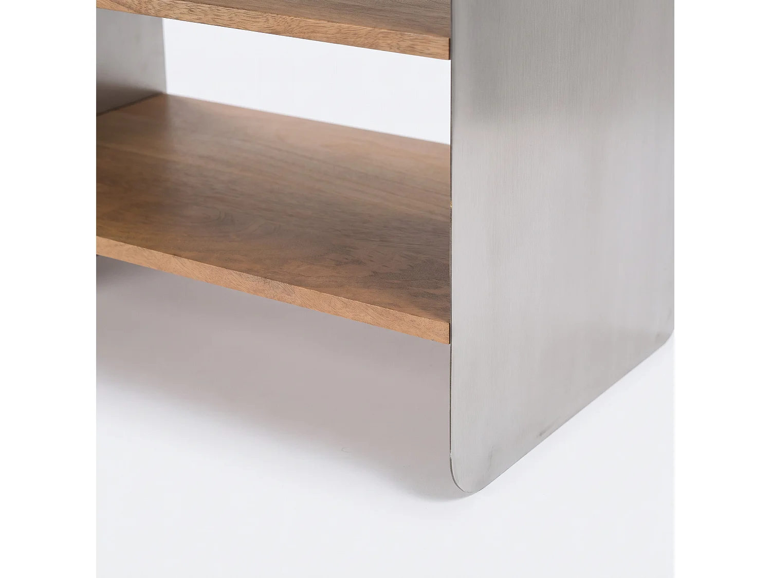 Mesita de noche de madera de mango y metal cepillado - Selma