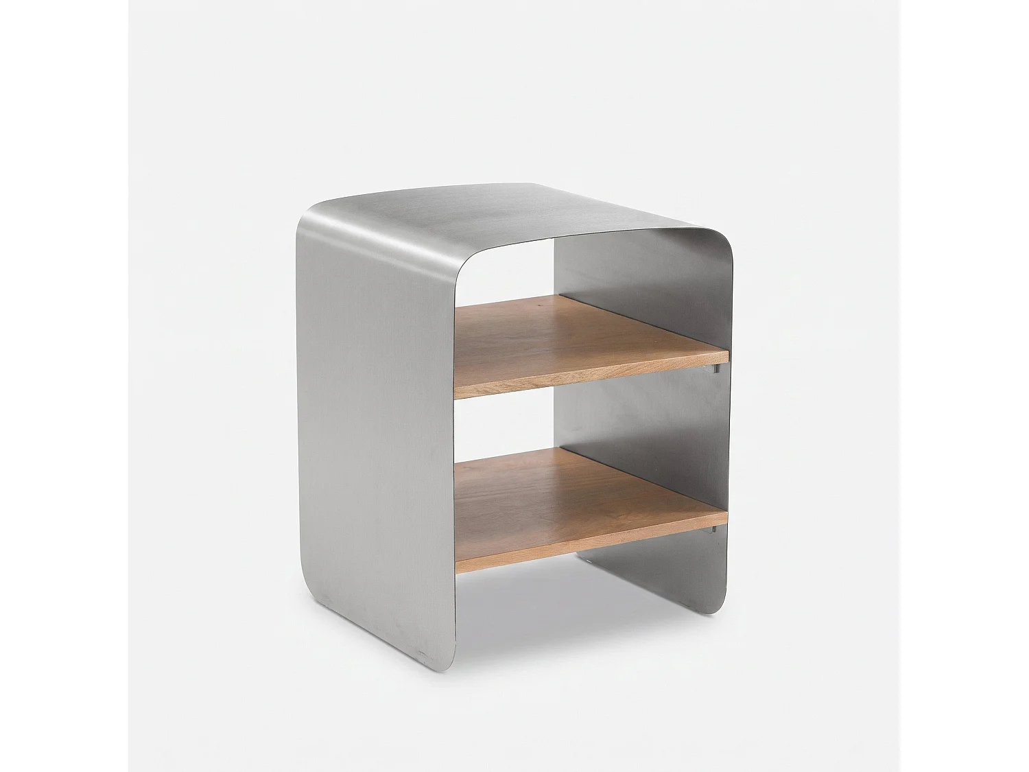 Mesita de noche de madera de mango y metal cepillado - Selma