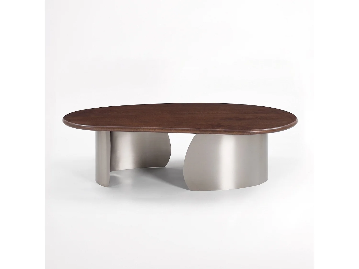 Tavolino in mango marrone scuro e metallo spazzolato, 120 cm - Selma