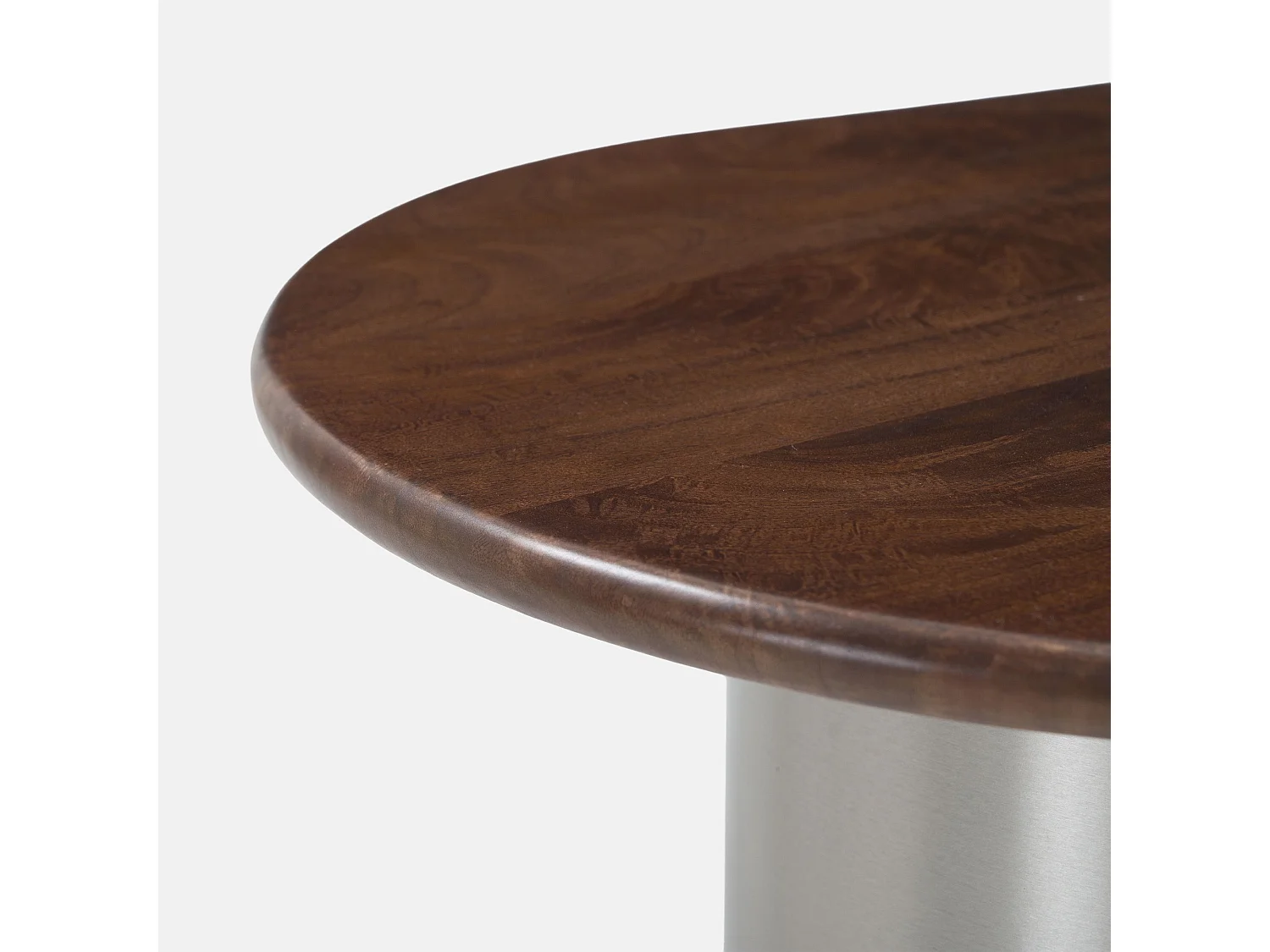Tavolino in mango marrone scuro e metallo spazzolato, 120 cm - Selma