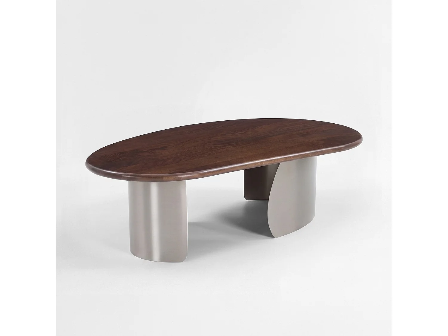 Tavolino in mango marrone scuro e metallo spazzolato, 120 cm - Selma