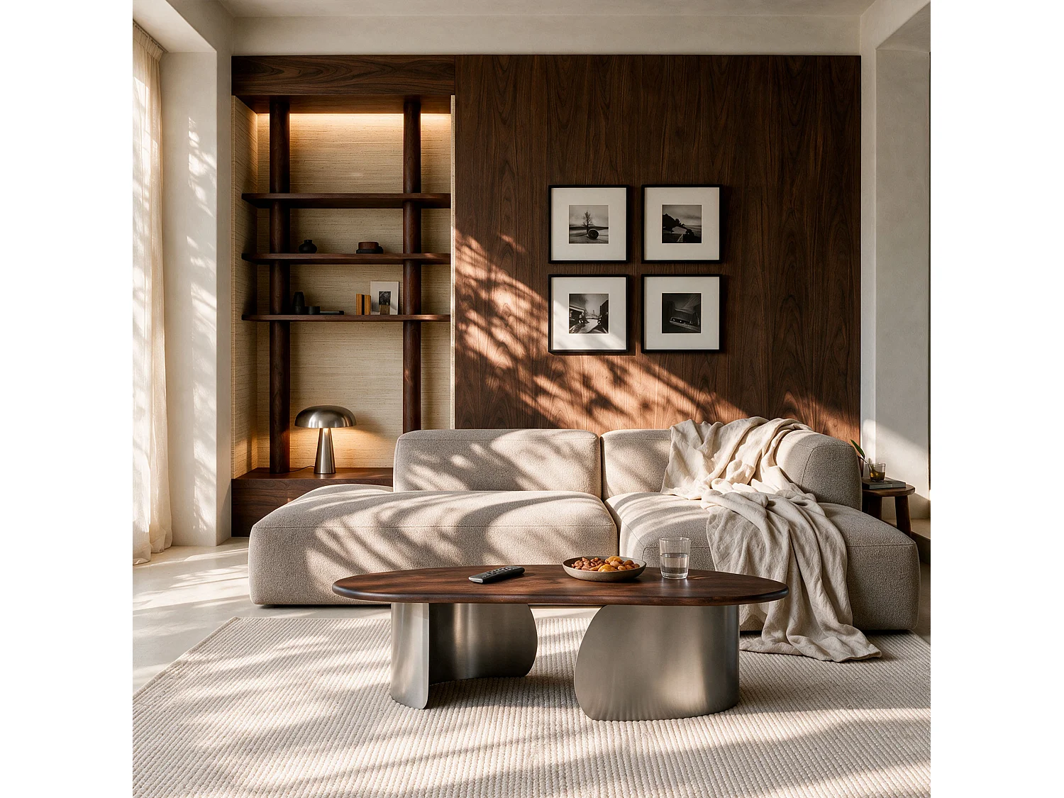 Tavolino in mango marrone scuro e metallo spazzolato, 120 cm - Selma