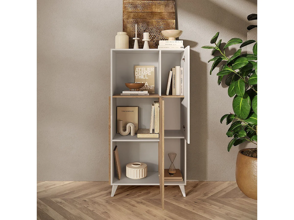 Credenza 2 ante, 2 nicchie e 2 ripiani L80 cm - MALA