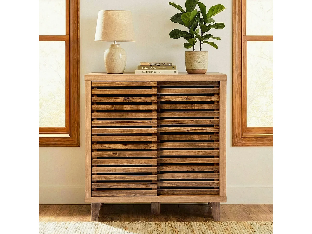 Buffet con 2 porte scorrevoli a lame forate L80 cm - LIAM