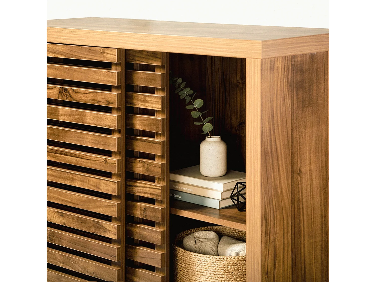 Buffet con 2 porte scorrevoli a lame forate L80 cm - LIAM