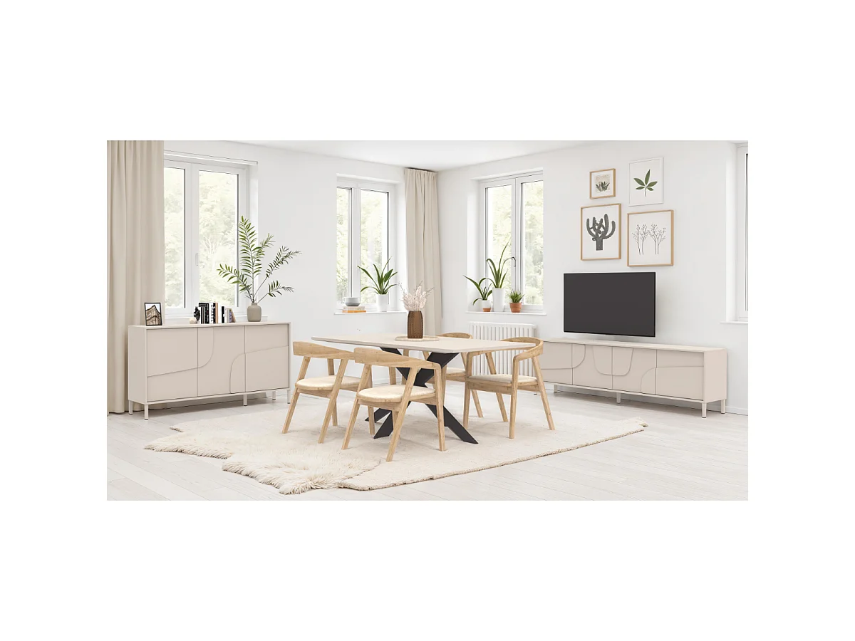 Aparador de 3 puertas decoradas color cachemira L155 cm - TERRA